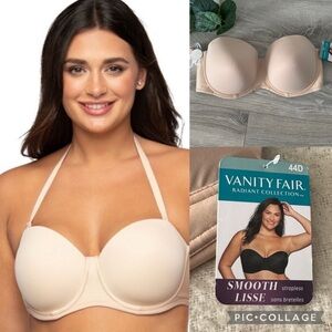 Vanity Fair Radiant Collection Smooth Strapless Rose Beige Convertible Bra 44D